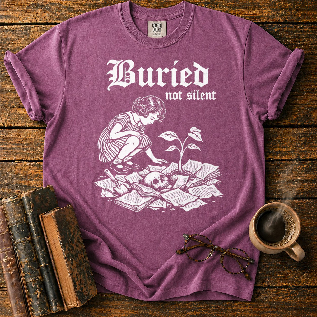 Buried Not Silent T-Shirt in Berry – BooksThreads
