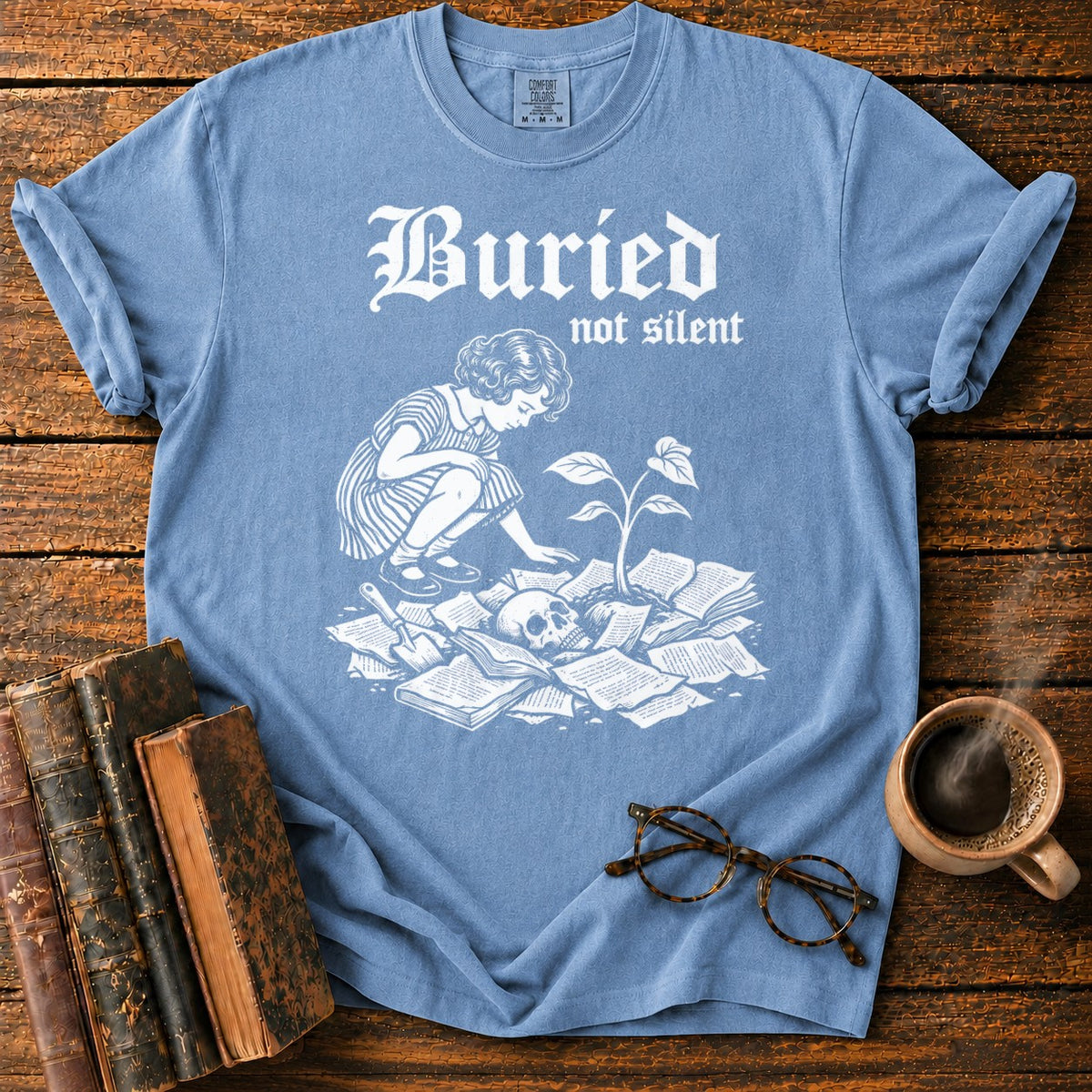 Buried Not Silent T-Shirt in Blue Jean – BooksThreads