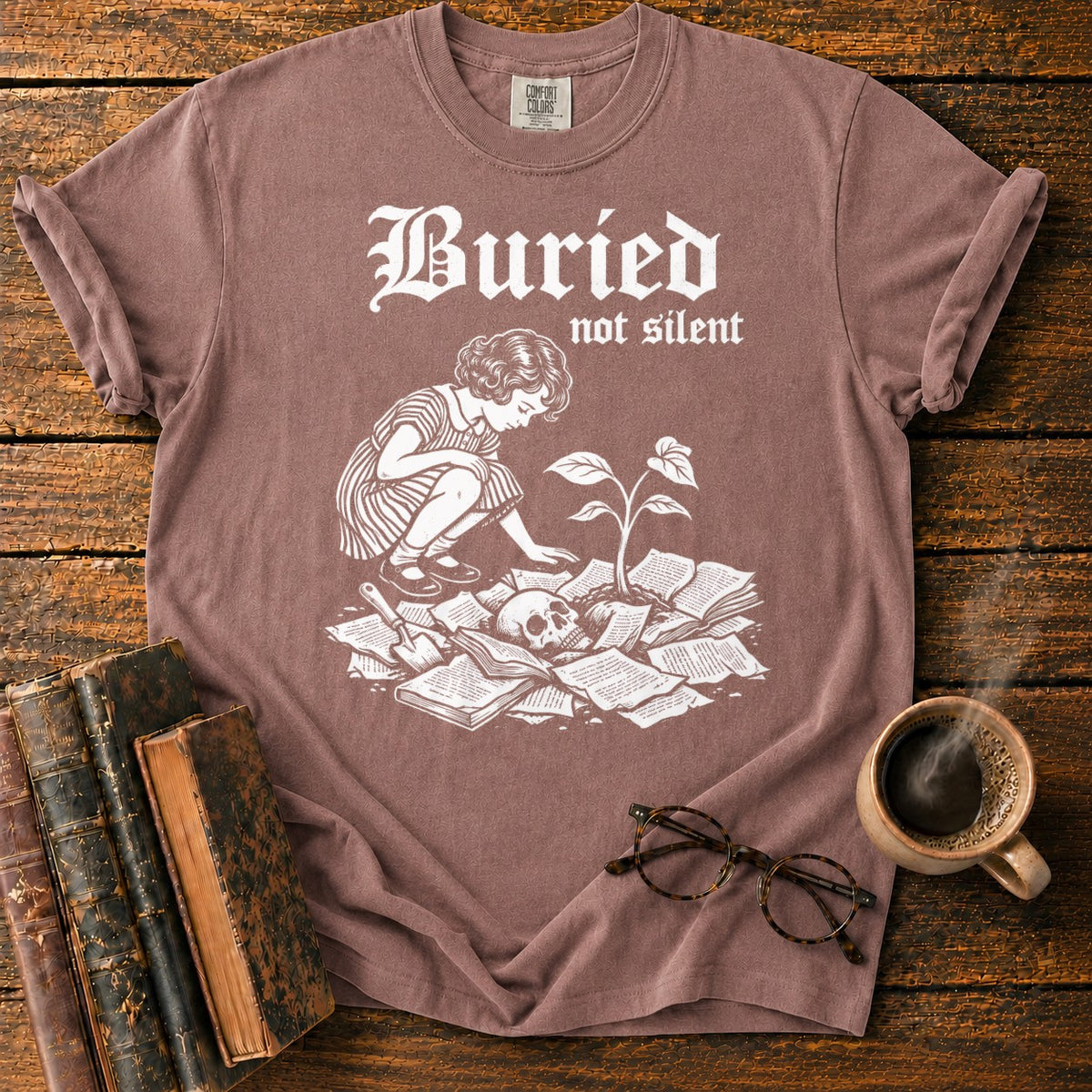 Buried Not Silent T-Shirt in Espresso – BooksThreads