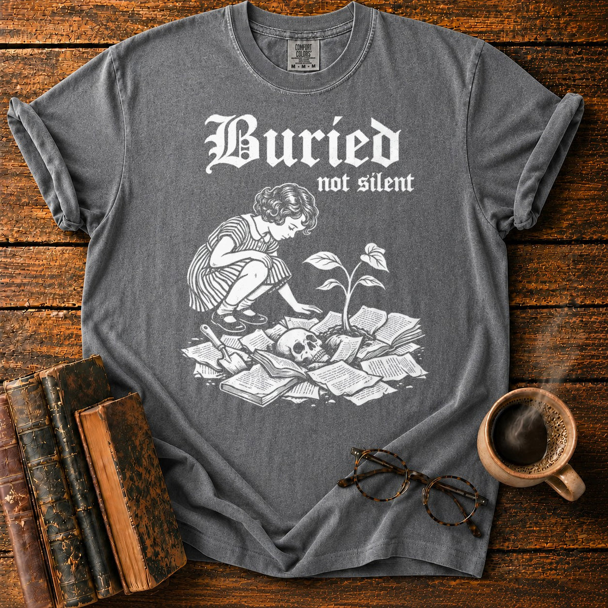 Buried Not Silent T-Shirt in Pepper – BooksThreads