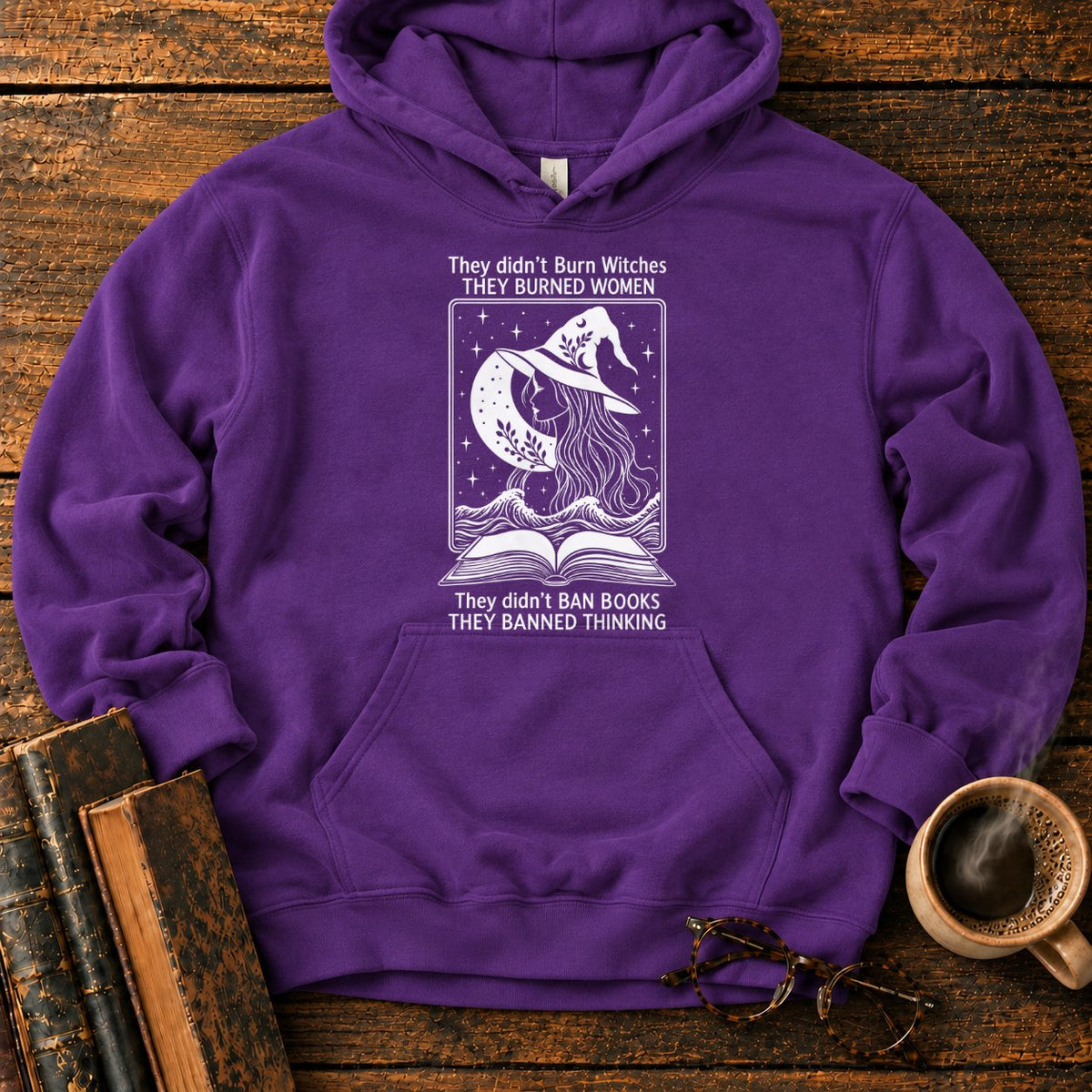 Burned Women Banned Thinking Witch Hoodie in Purple – BooksThreads