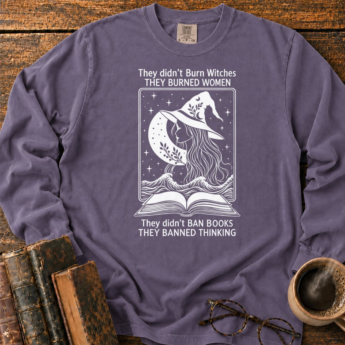 Burned Women Banned Thinking Witch LS T-Shirt in Grape – BooksThreads