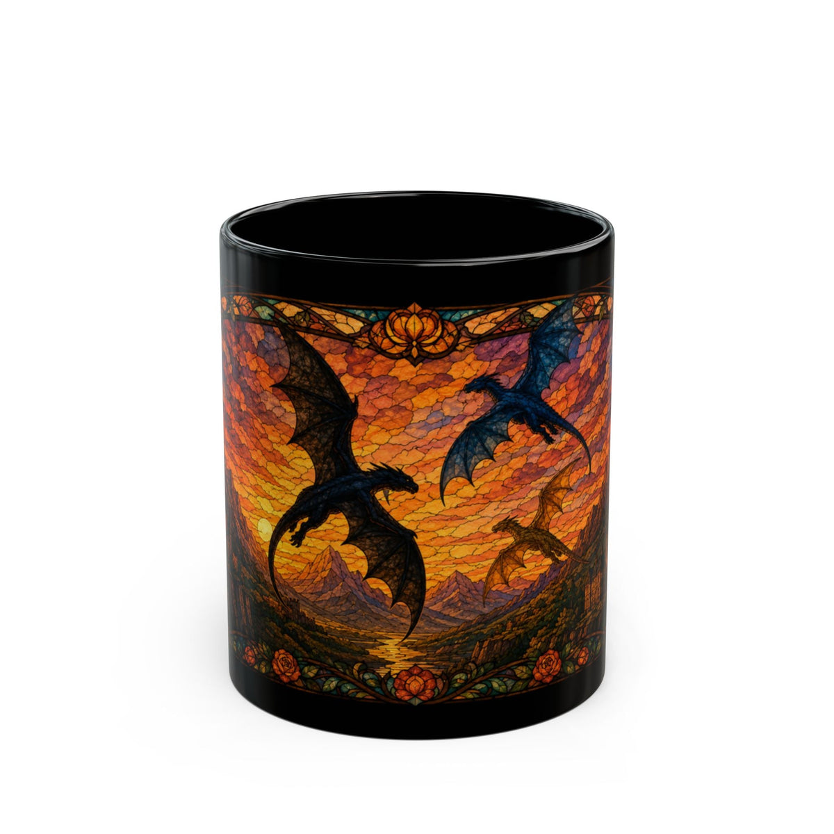 Golden Hour Dragon Stained Glass Mug