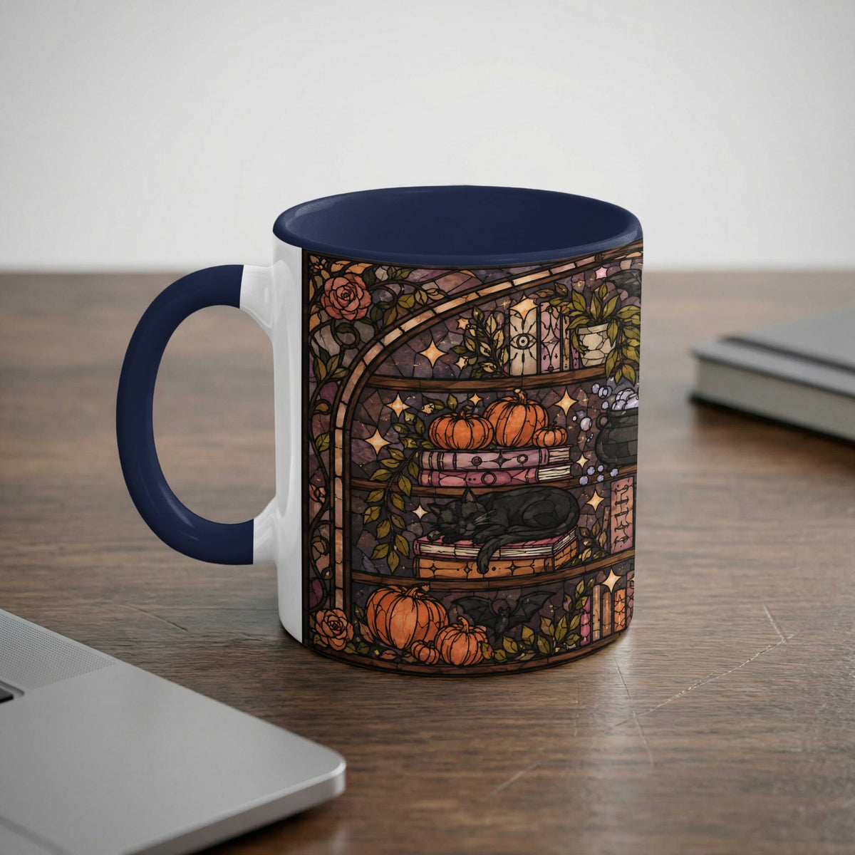 Enchanted Bookshelf Stained Glass Mug