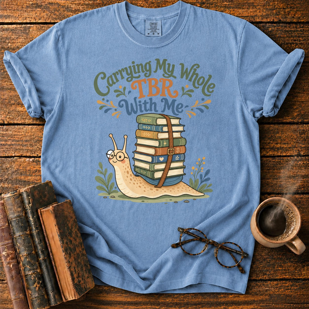 Carrying My Whole Tbr With Me T-Shirt in Blue Jean – BooksThreads