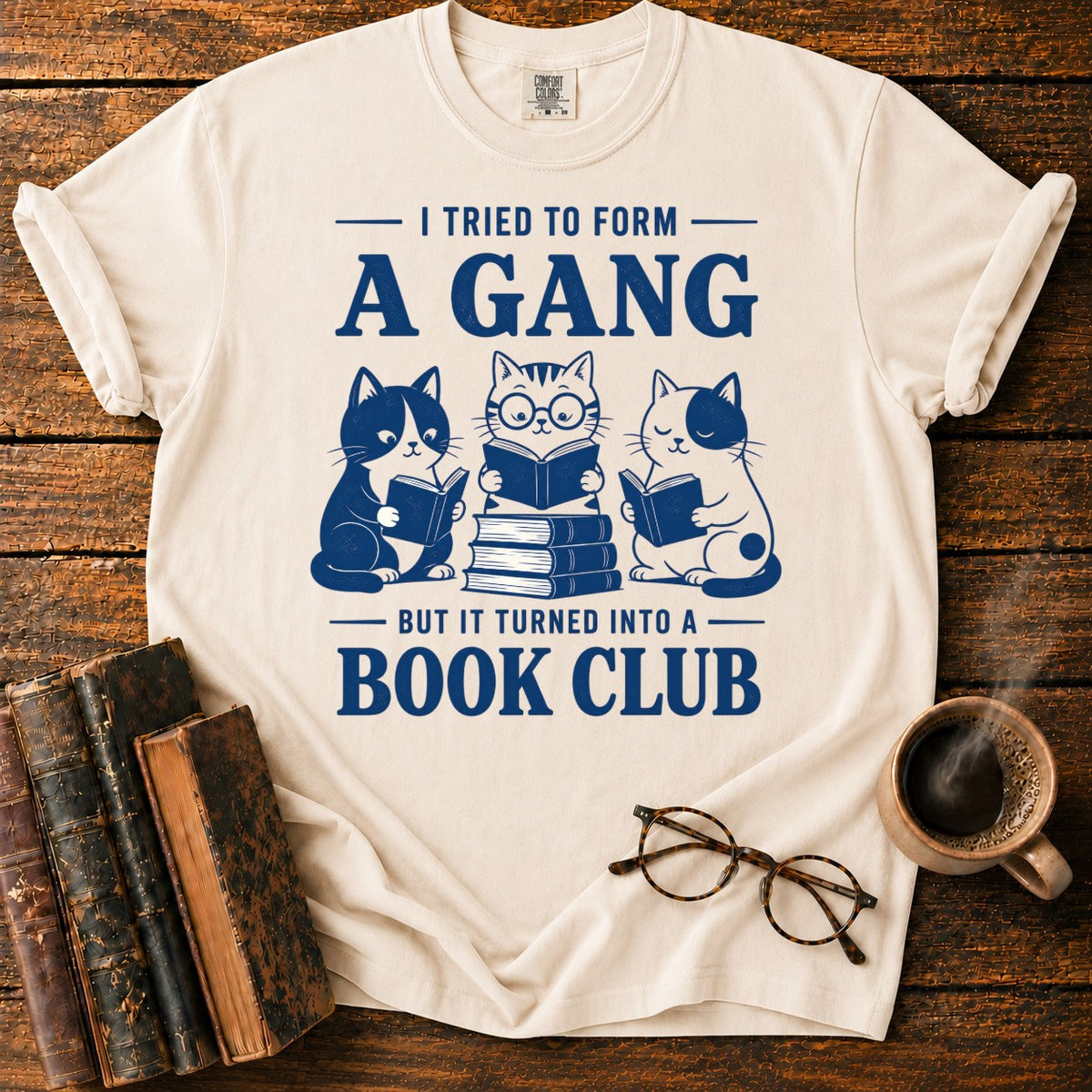 Cats Form A Book Club T-Shirt in Ivory – BooksThreads