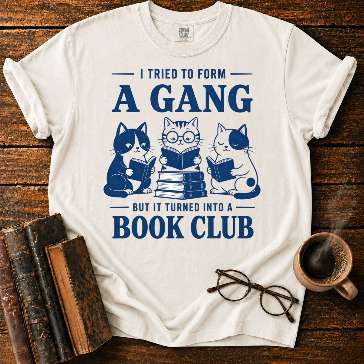 Cats Form A Book Club T-Shirt in White – BooksThreads