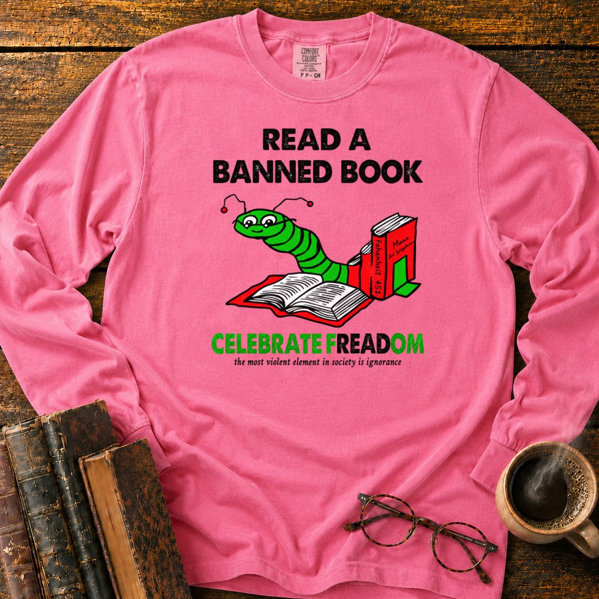 Celebrate Freadom Book Spine LS T-Shirt in Blossom – BooksThreads