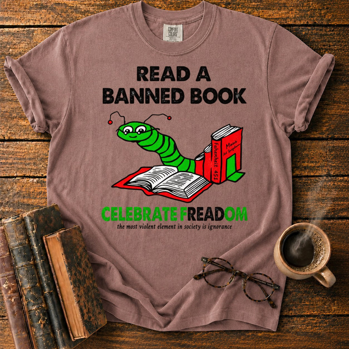 Celebrate Freadom Book Spine T-Shirt in Espresso – BooksThreads