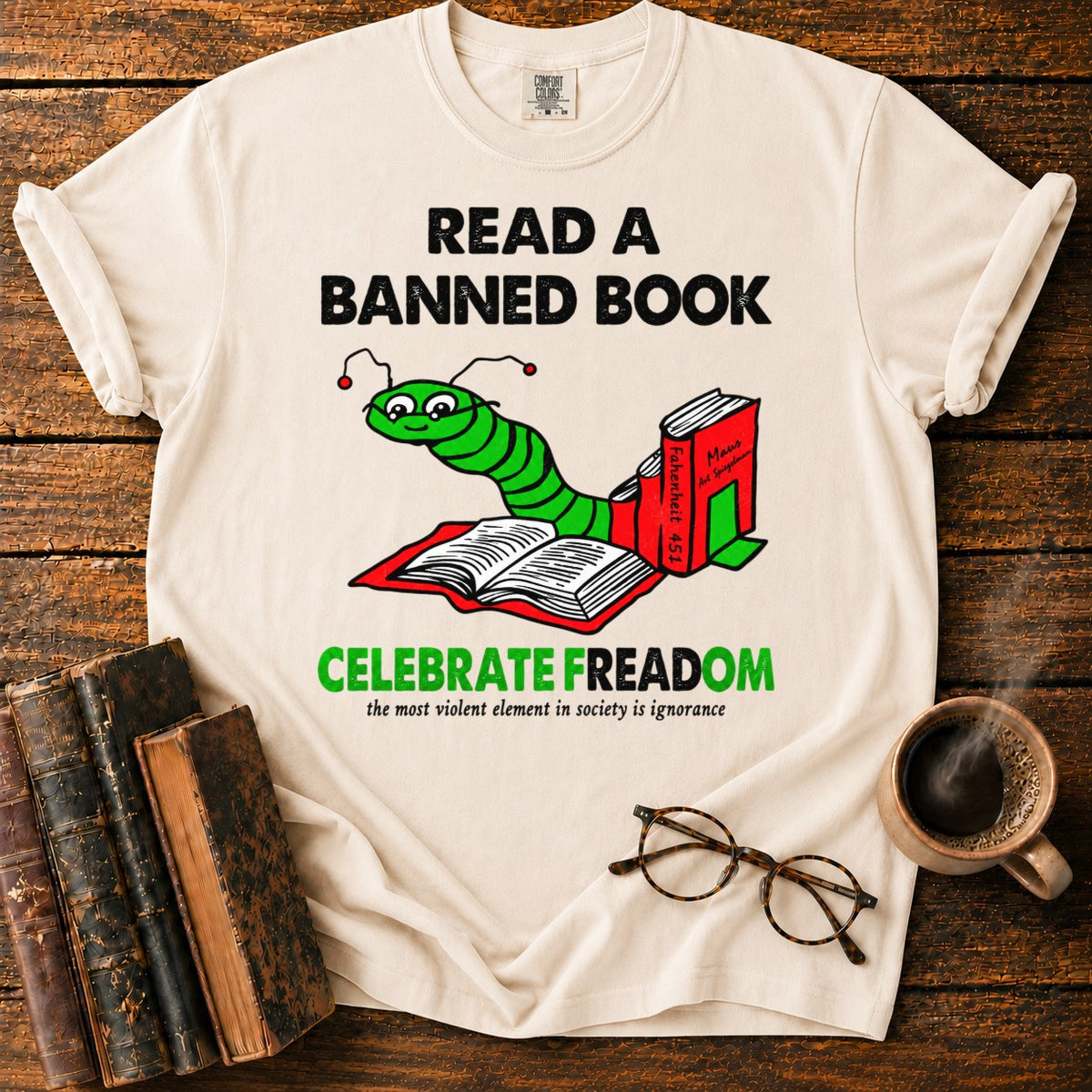 Celebrate Freadom Book Spine T-Shirt in Ivory – BooksThreads