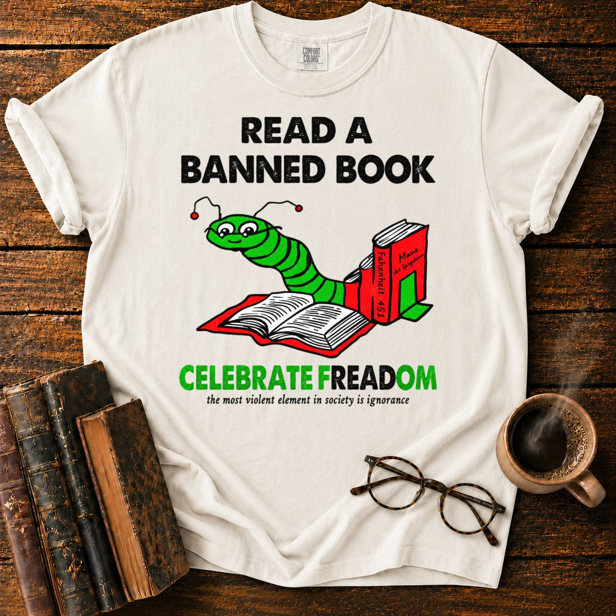 Celebrate Freadom Book Spine T-Shirt in White – BooksThreads