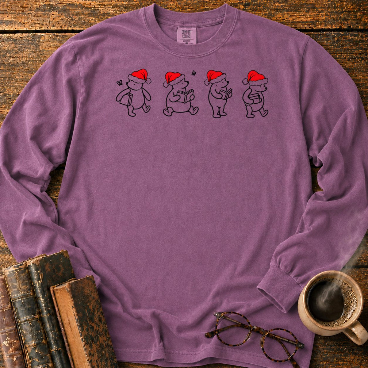 Classic Pooh 1926 Christmas Reading LS T-Shirt in Berry – BooksThreads