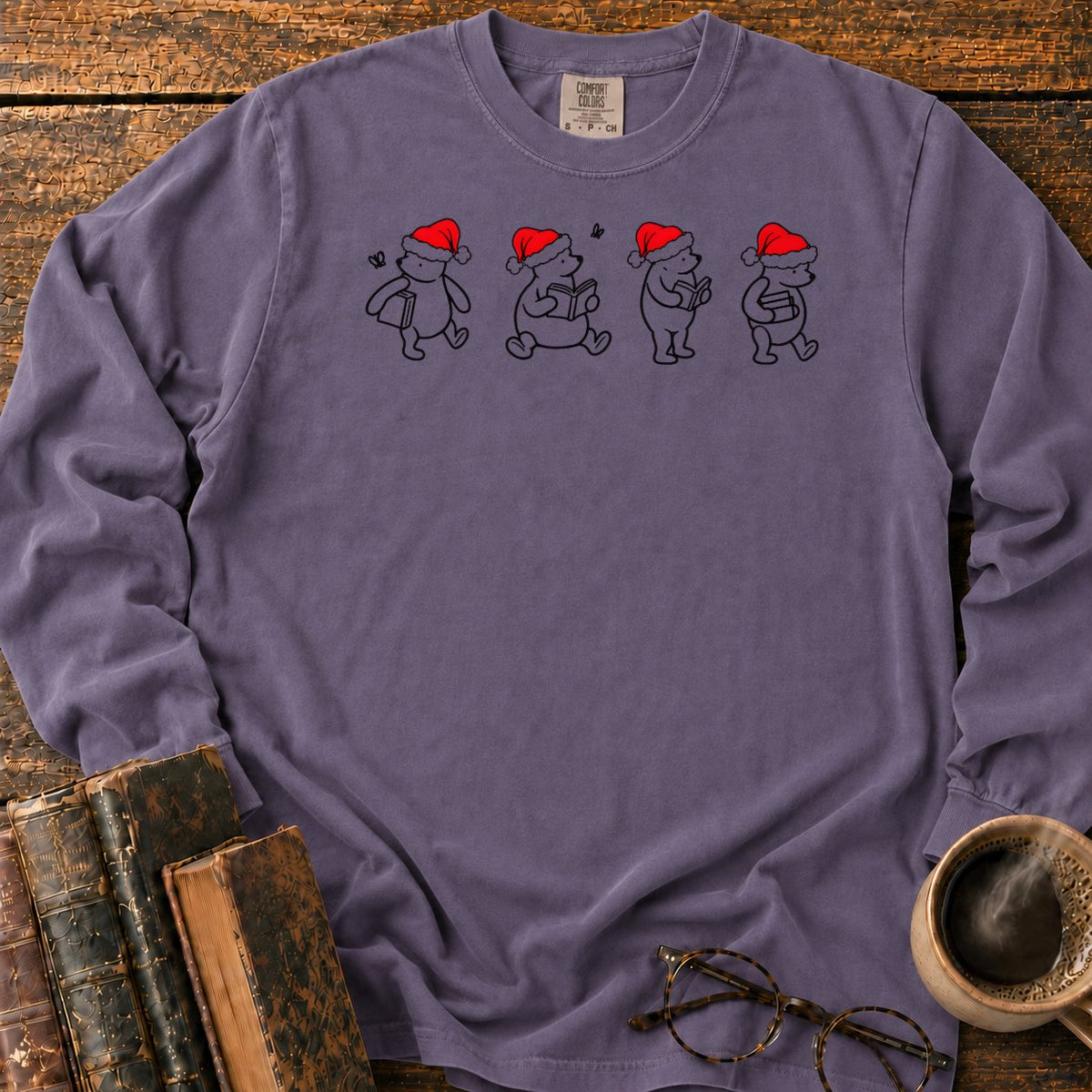 Classic Pooh 1926 Christmas Reading LS T-Shirt in Grape – BooksThreads