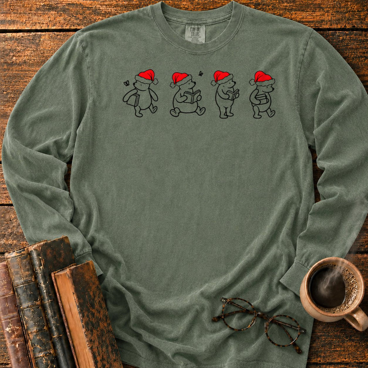 Classic Pooh 1926 Christmas Reading LS T-Shirt in Hemp – BooksThreads