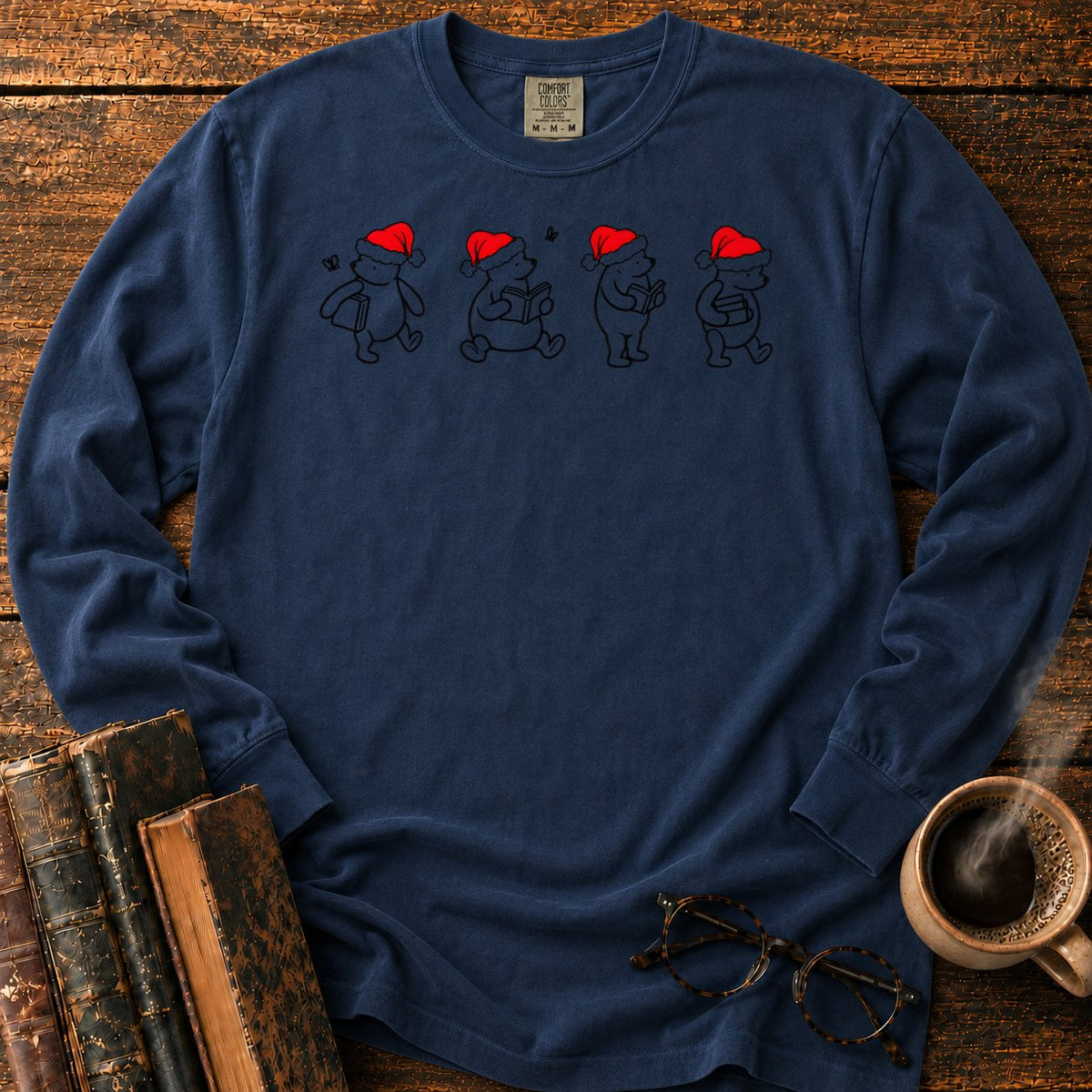 Classic Pooh 1926 Christmas Reading LS T-Shirt in Midnight – BooksThreads