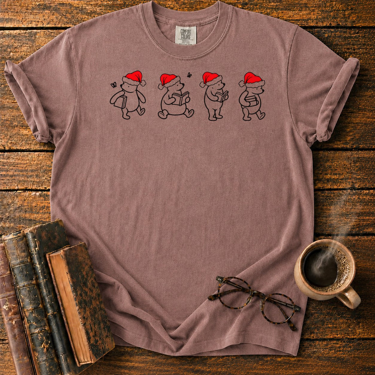 Classic Pooh 1926 Christmas Reading T-Shirt in Espresso – BooksThreads