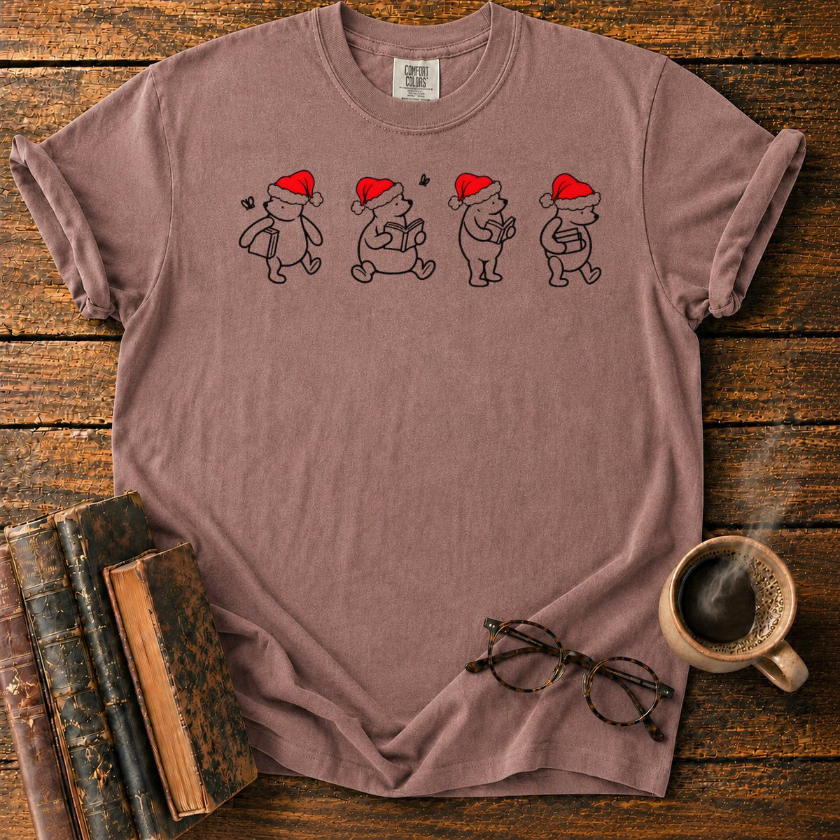 Classic Pooh 1926 Christmas Reading T-Shirt in Espresso – BooksThreads