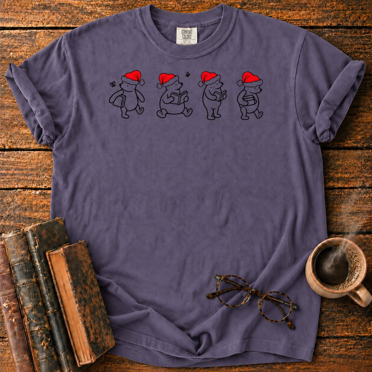 Classic Pooh 1926 Christmas Reading T-Shirt in Grape – BooksThreads