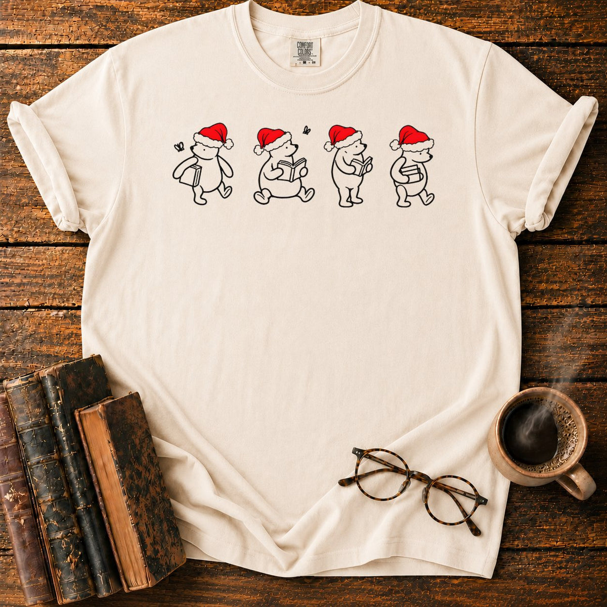 Classic Pooh 1926 Christmas Reading T-Shirt in Ivory – BooksThreads