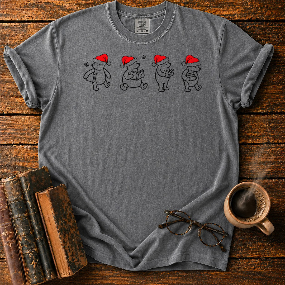 Classic Pooh 1926 Christmas Reading T-Shirt in Pepper – BooksThreads