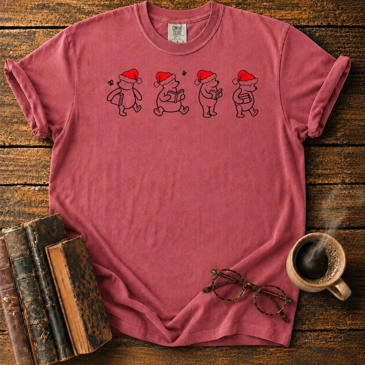 Classic Pooh 1926 Christmas Reading T-Shirt in Watermelon – BooksThreads