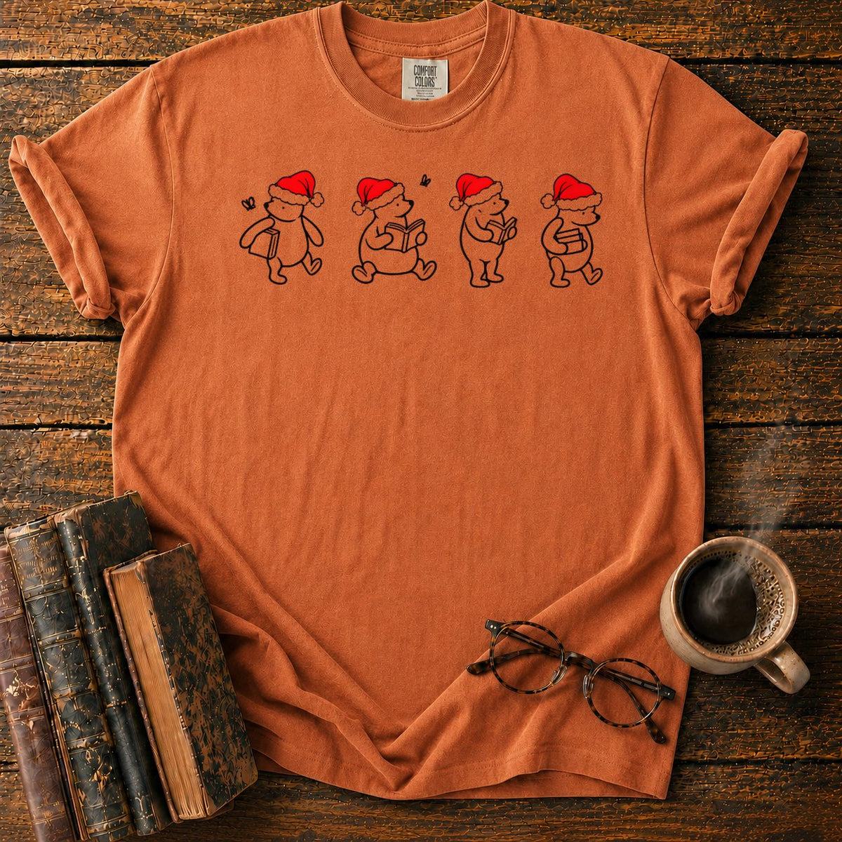 Classic Pooh 1926 Christmas Reading T-Shirt in Yam – BooksThreads
