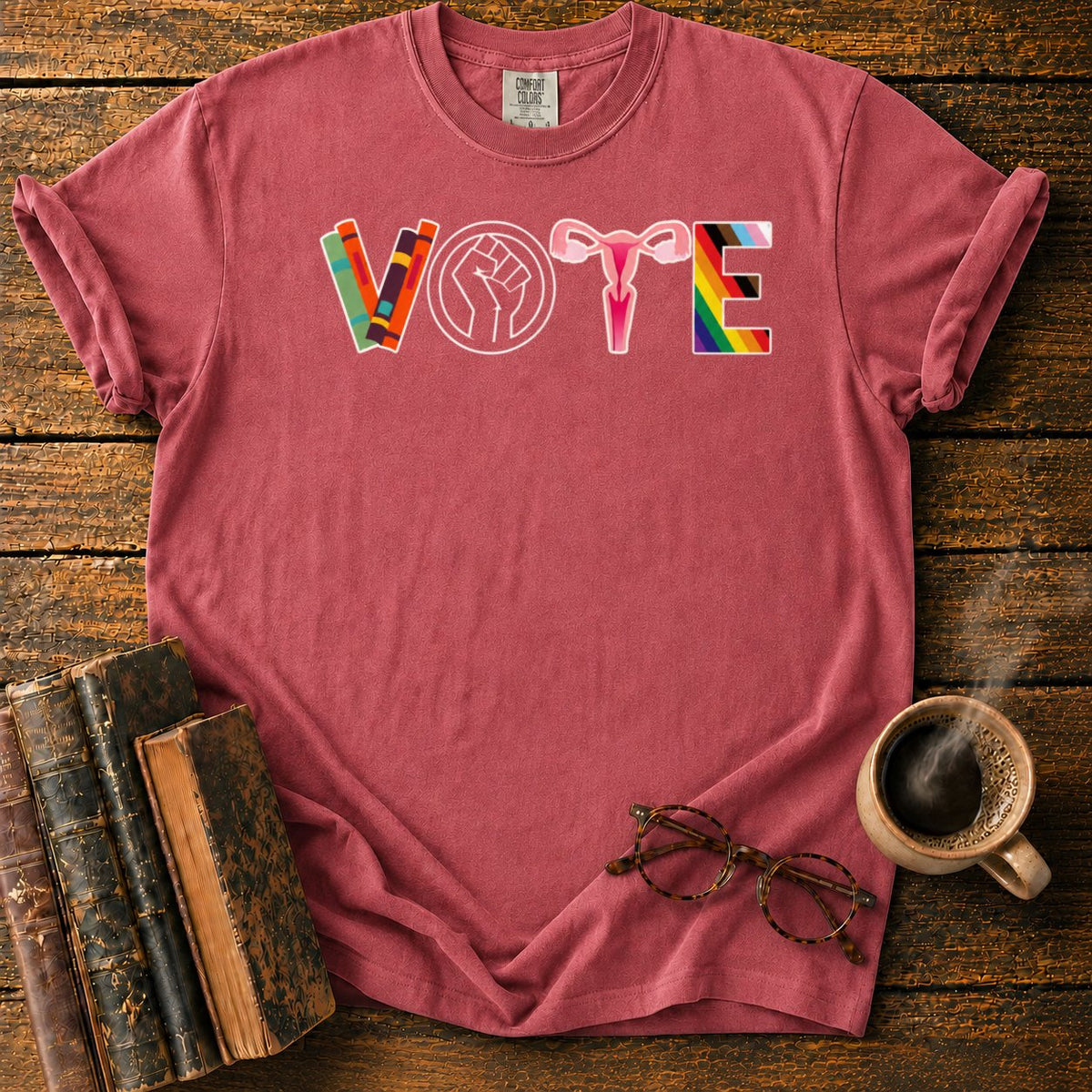 Colorful Vote Emblem T-Shirt in Watermelon – BooksThreads