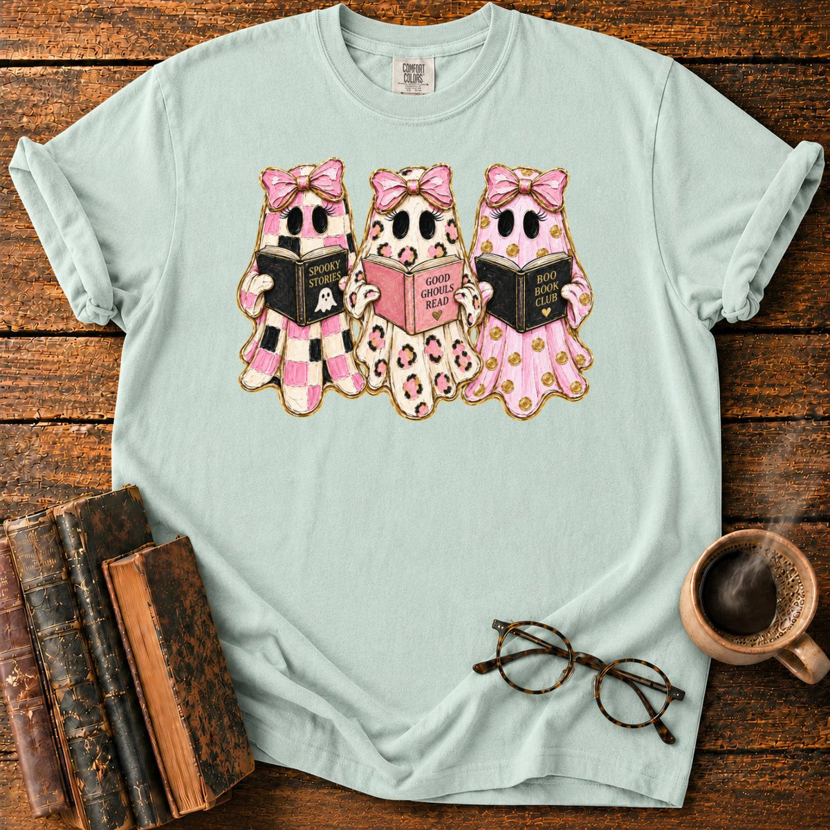 Cute Ghost Book Club Trio T-Shirt in Bay – BooksThreads
