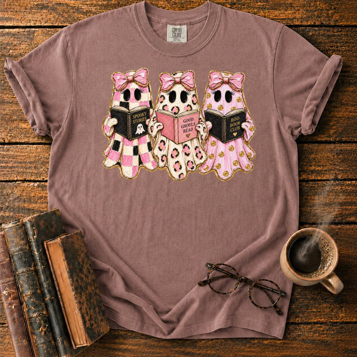 Cute Ghost Book Club Trio T-Shirt in Espresso – BooksThreads