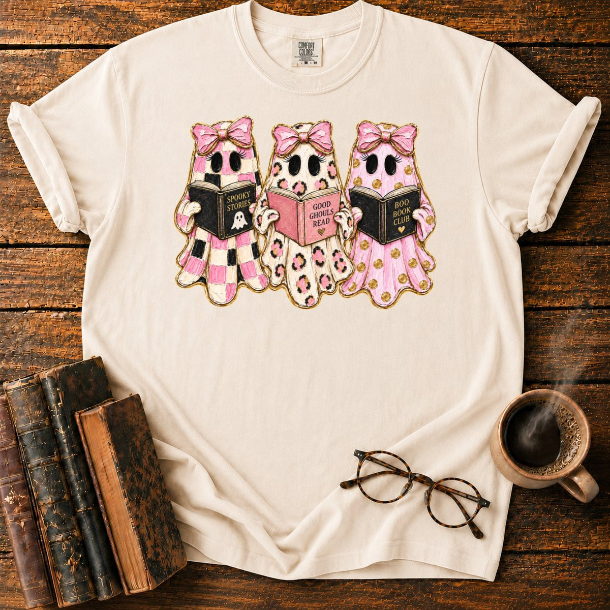 Cute Ghost Book Club Trio T-Shirt in Ivory – BooksThreads