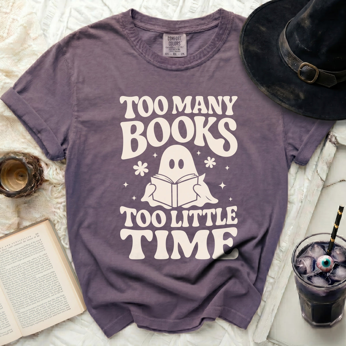 Too Many Books, Little Time Ghost Tee