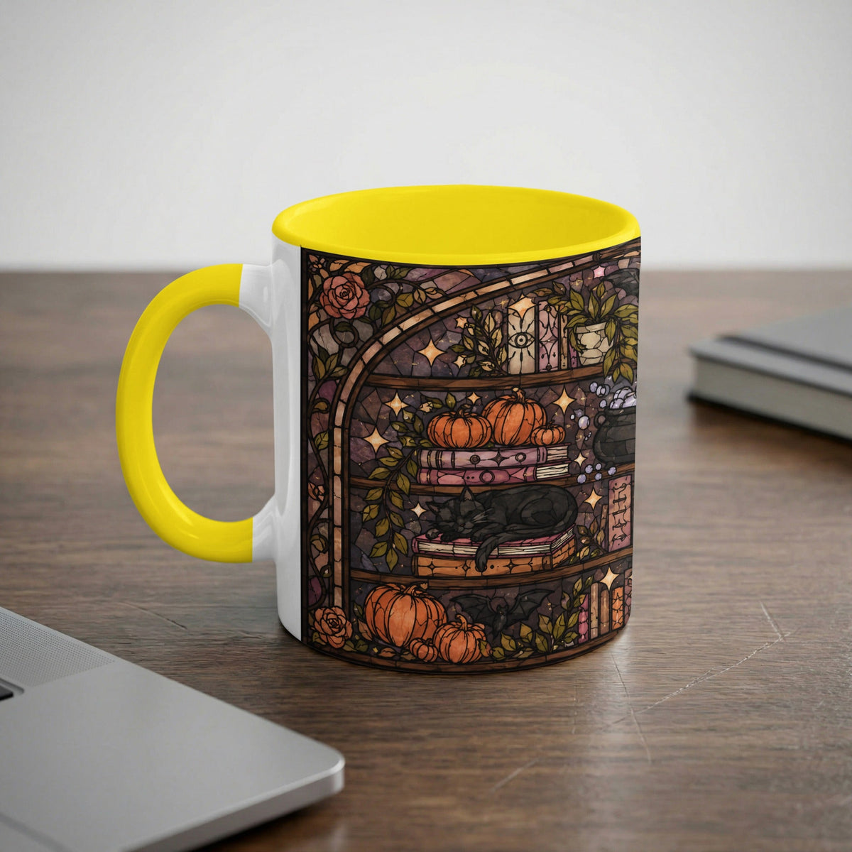 Enchanted Bookshelf Stained Glass Mug