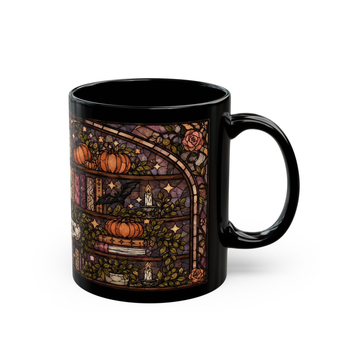 Enchanted Bookshelf Stained Glass Mug