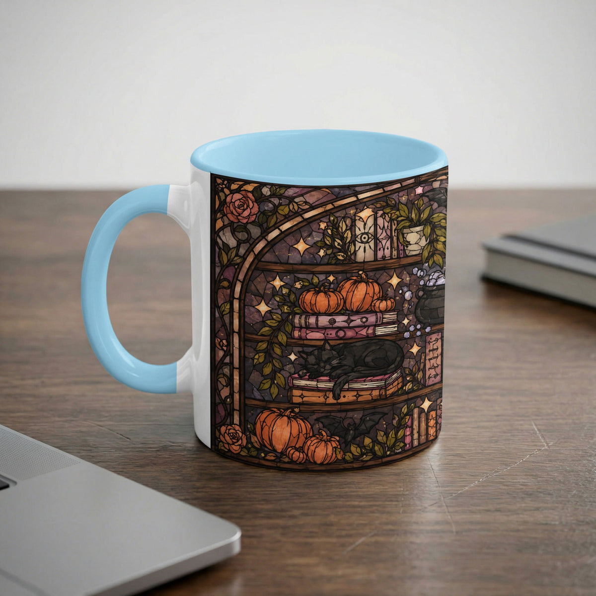 Enchanted Bookshelf Stained Glass Mug