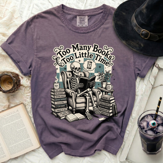 Too Many Books Skeleton Tee