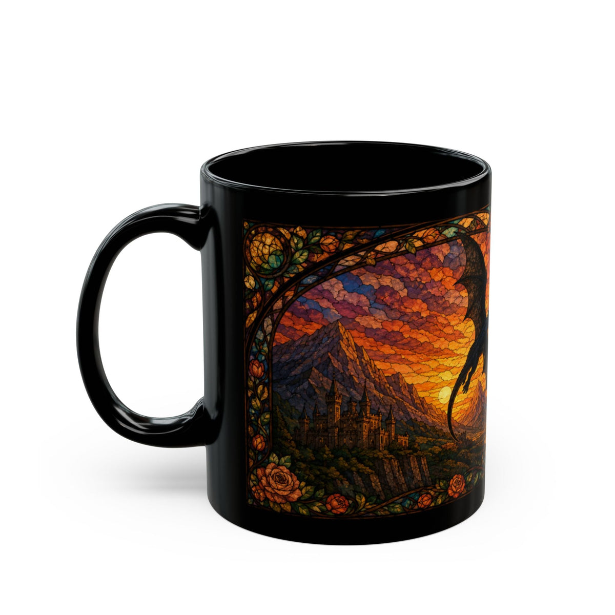 Golden Hour Dragon Stained Glass Mug