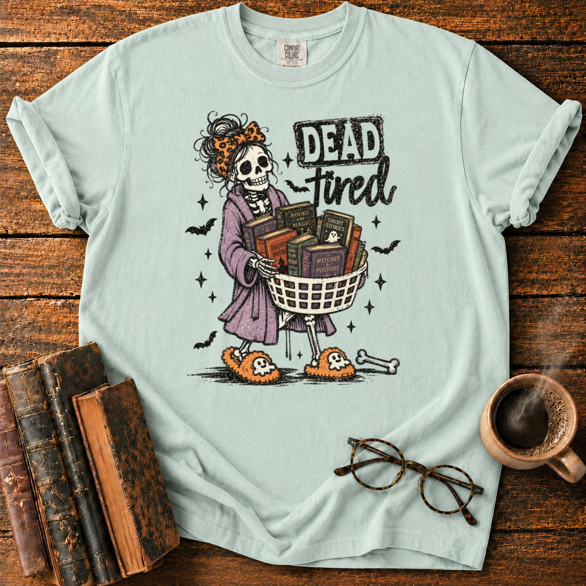 Dead Tired Bookish Skeleton T-Shirt in Bay – BooksThreads