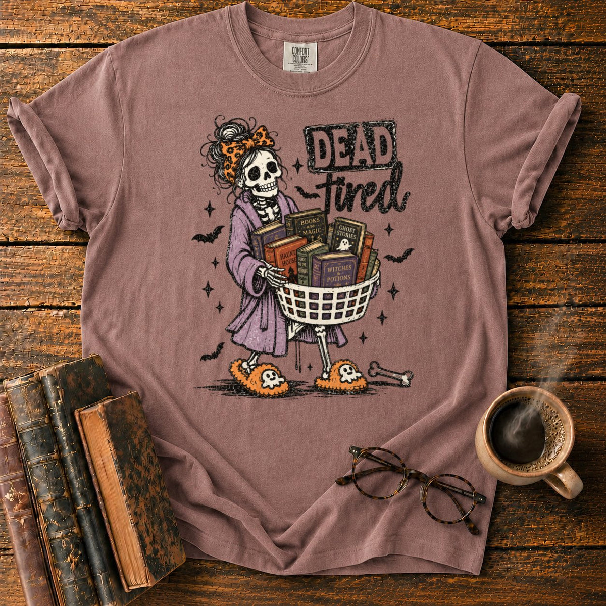 Dead Tired Bookish Skeleton T-Shirt in Espresso – BooksThreads