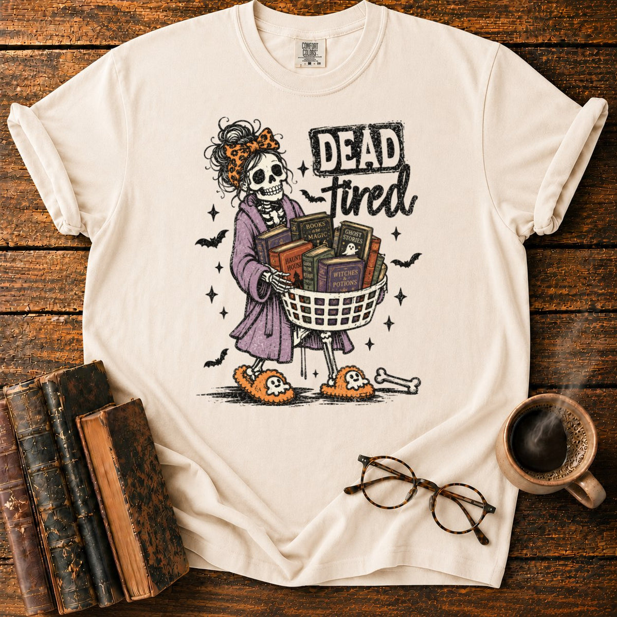 Dead Tired Bookish Skeleton T-Shirt in Ivory – BooksThreads