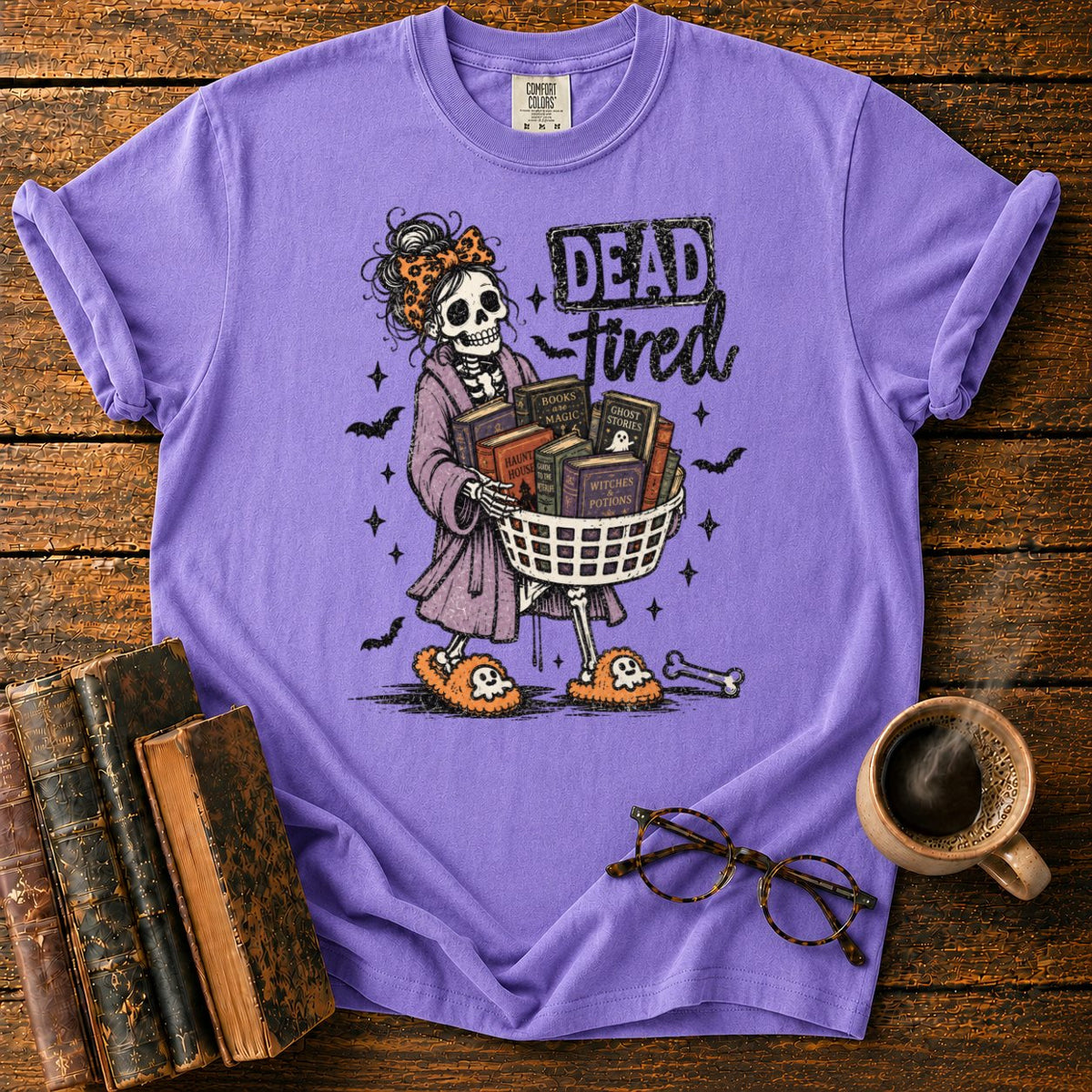 Dead Tired Bookish Skeleton T-Shirt in Violet – BooksThreads