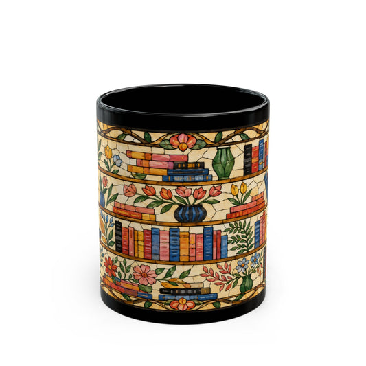 Literary Stained Glass Bookshelf Mug