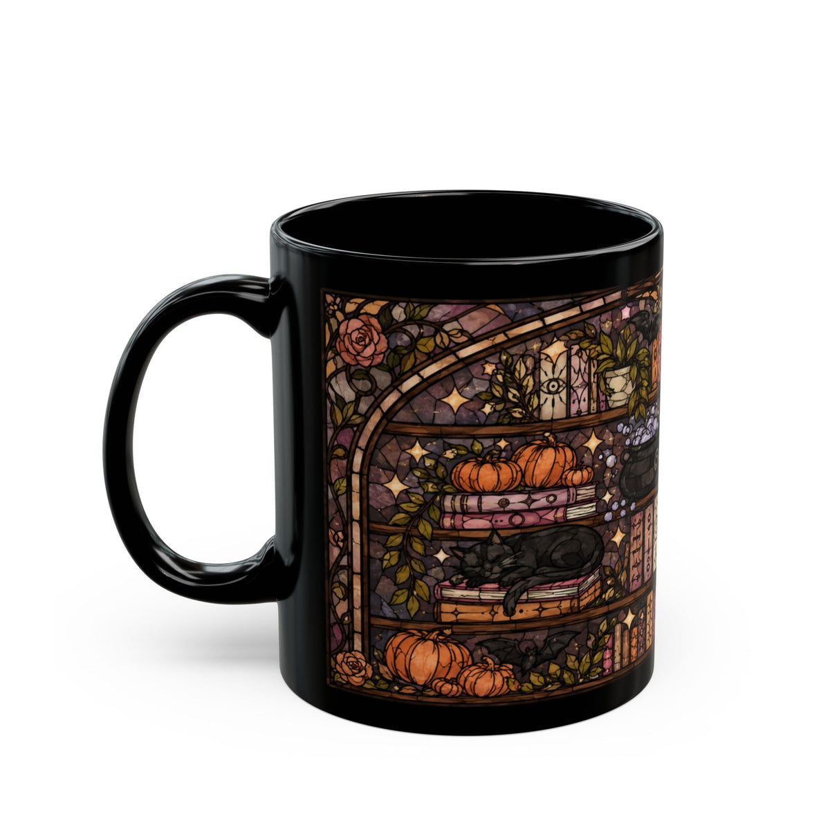 Enchanted Bookshelf Stained Glass Mug