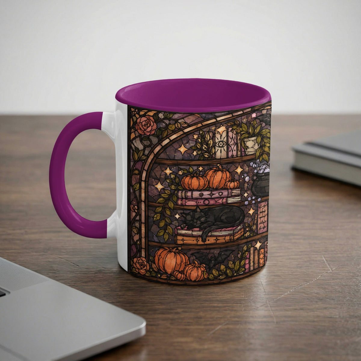 Enchanted Bookshelf Stained Glass Mug