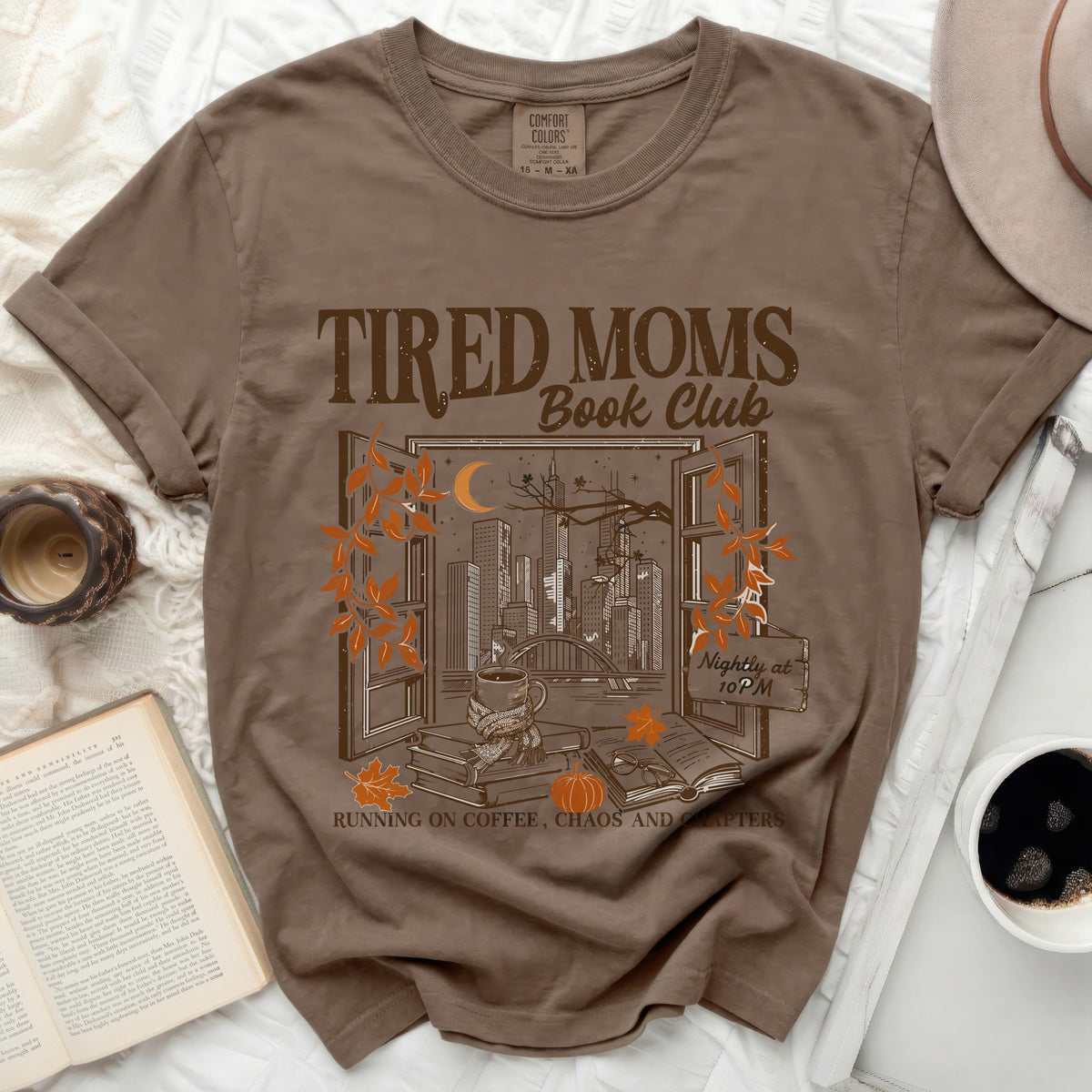 Tired Moms Book Club Cozy Chaos Tee