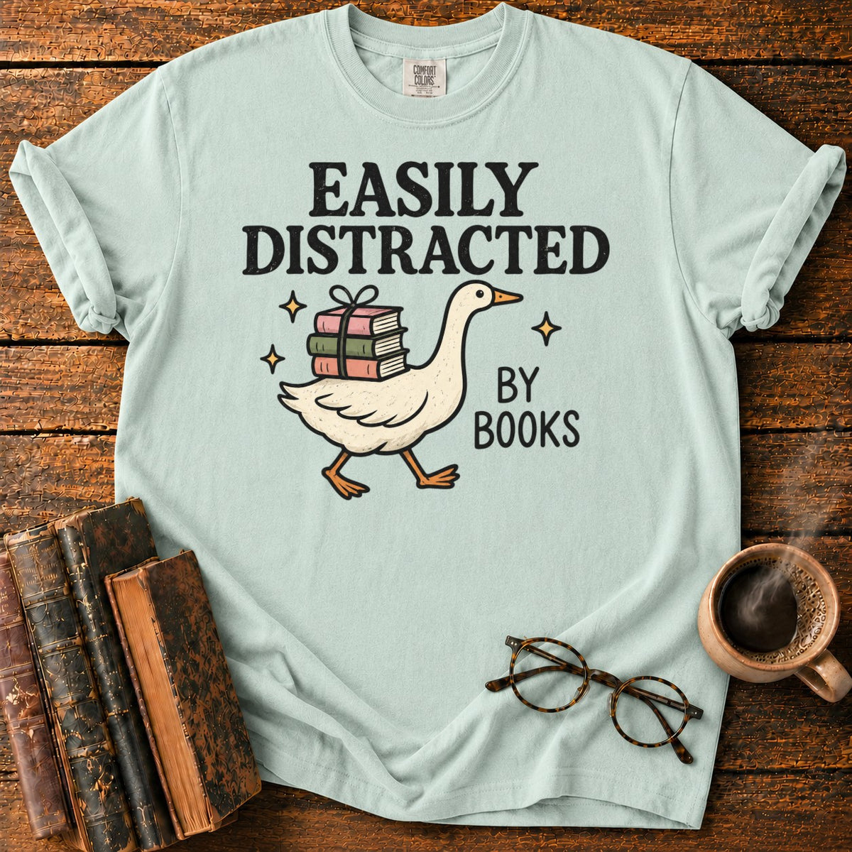 Easily Distracted Book Goose T-Shirt in Bay – BooksThreads