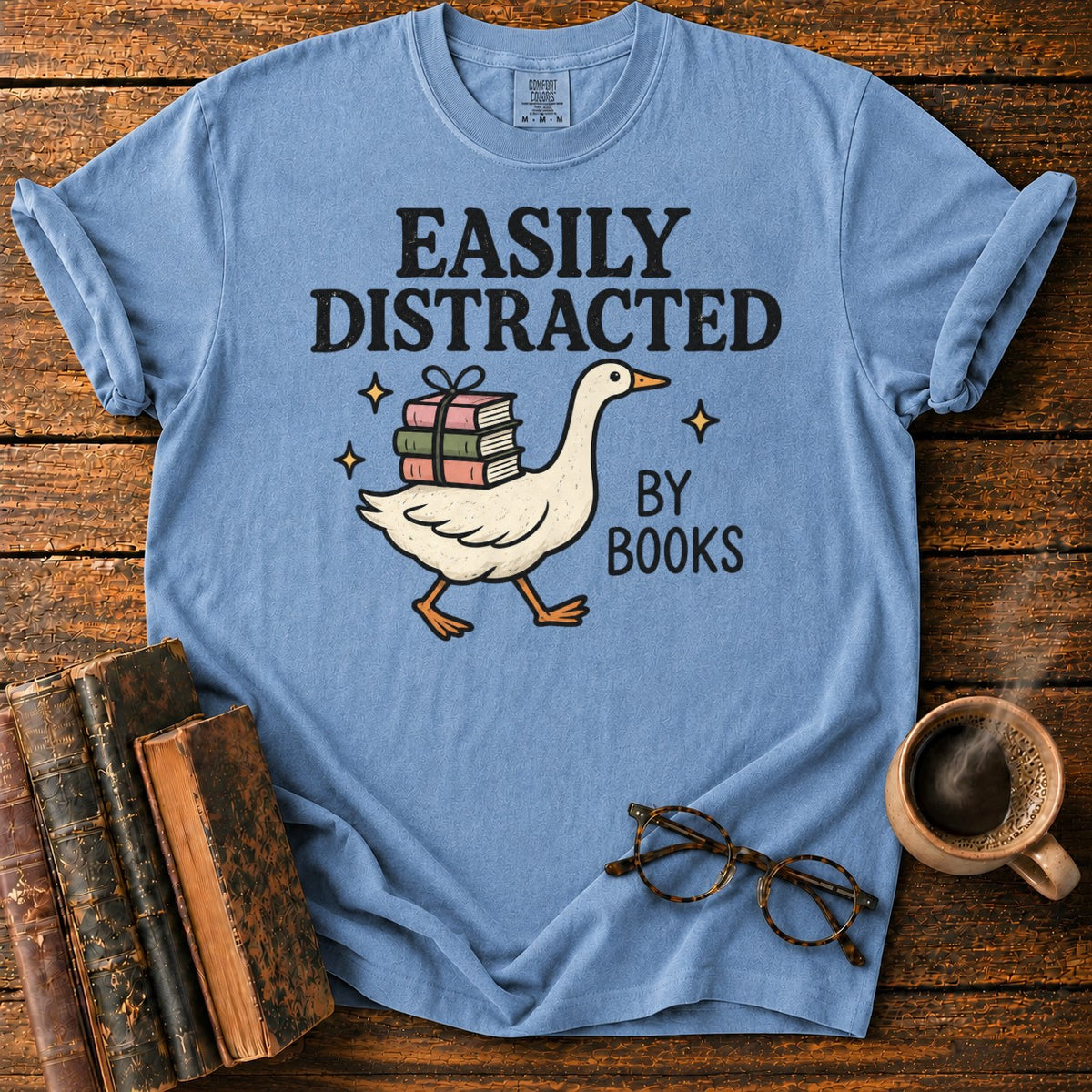 Easily Distracted Book Goose T-Shirt in Blue Jean – BooksThreads