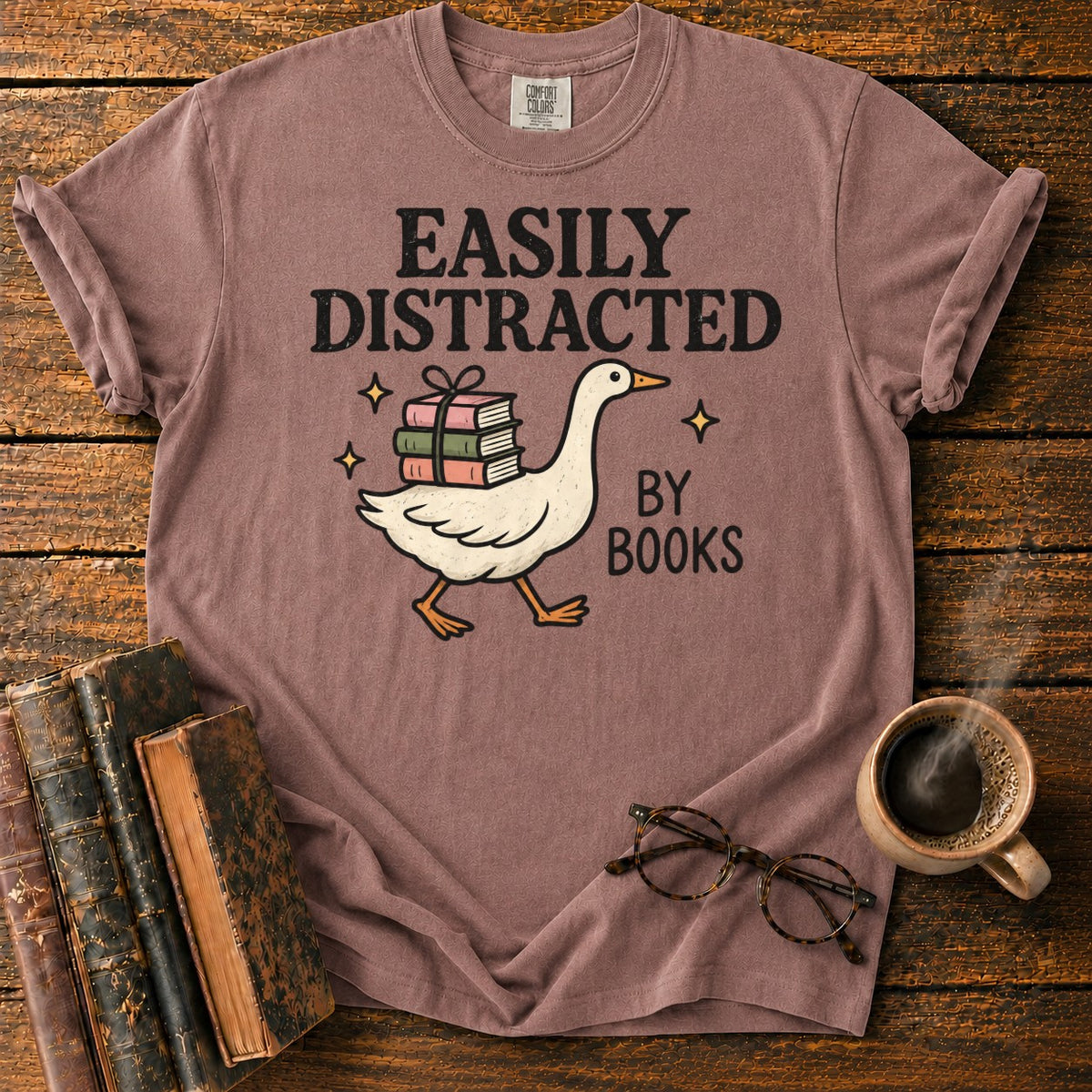Easily Distracted Book Goose T-Shirt in Espresso – BooksThreads