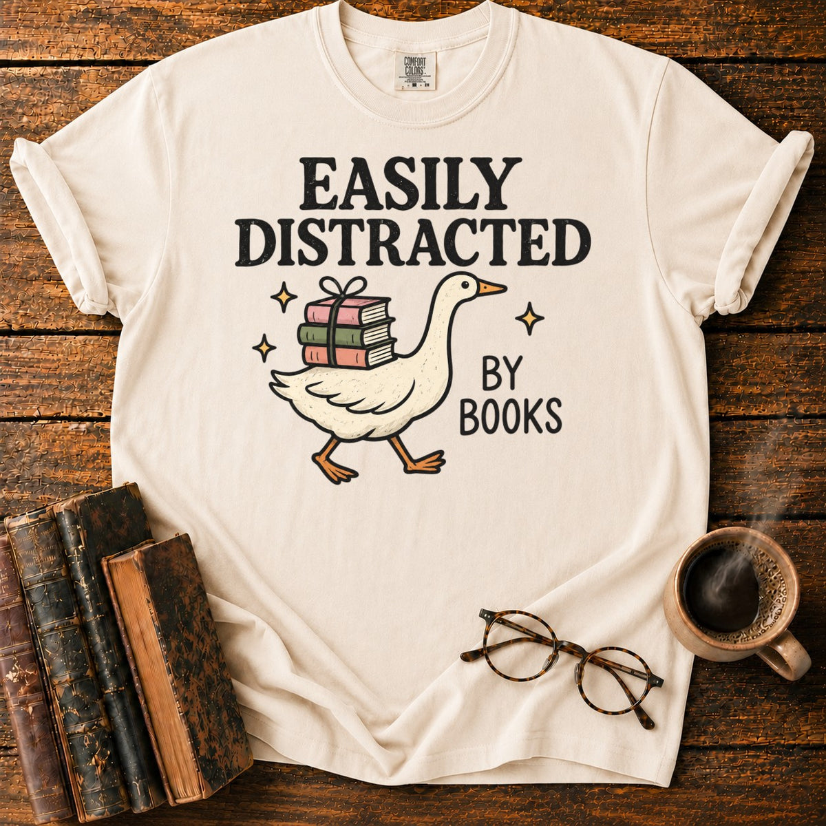 Easily Distracted Book Goose T-Shirt in Ivory – BooksThreads