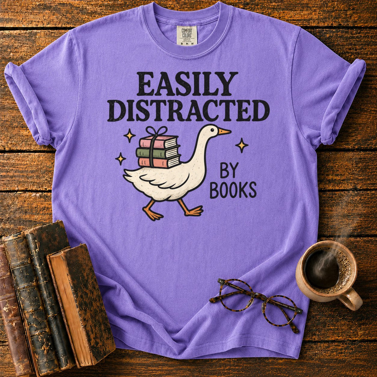 Easily Distracted Book Goose T-Shirt in Violet – BooksThreads