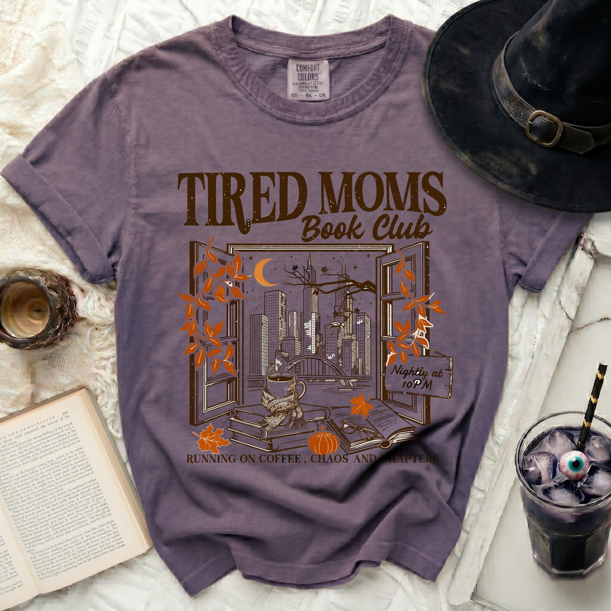 Tired Moms Book Club Cozy Chaos Tee